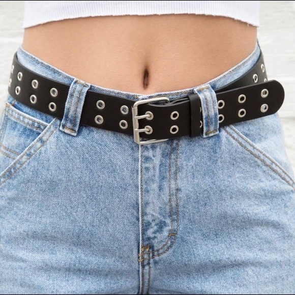 Brandy Melville Accessories - Brandy Melville Black double loop belt Metal Grommets